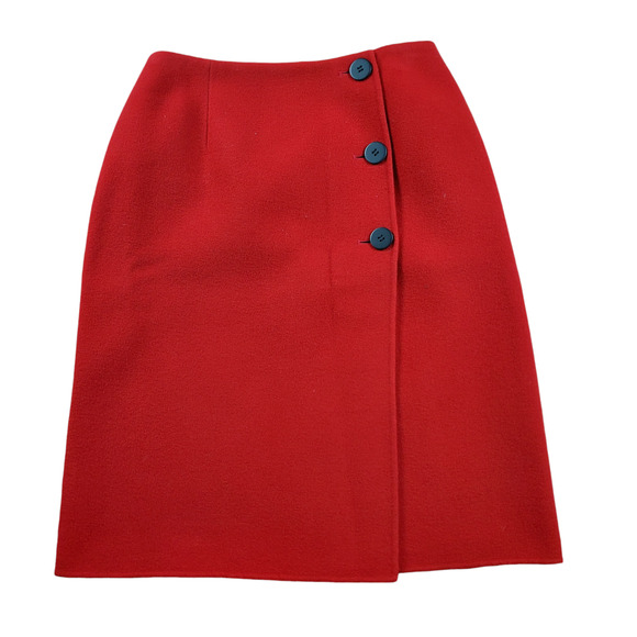 Talbots Faux Wrap Skirt Size 4 100% Wool Lined Career Classic A-Line Christmas - Picture 1 of 4